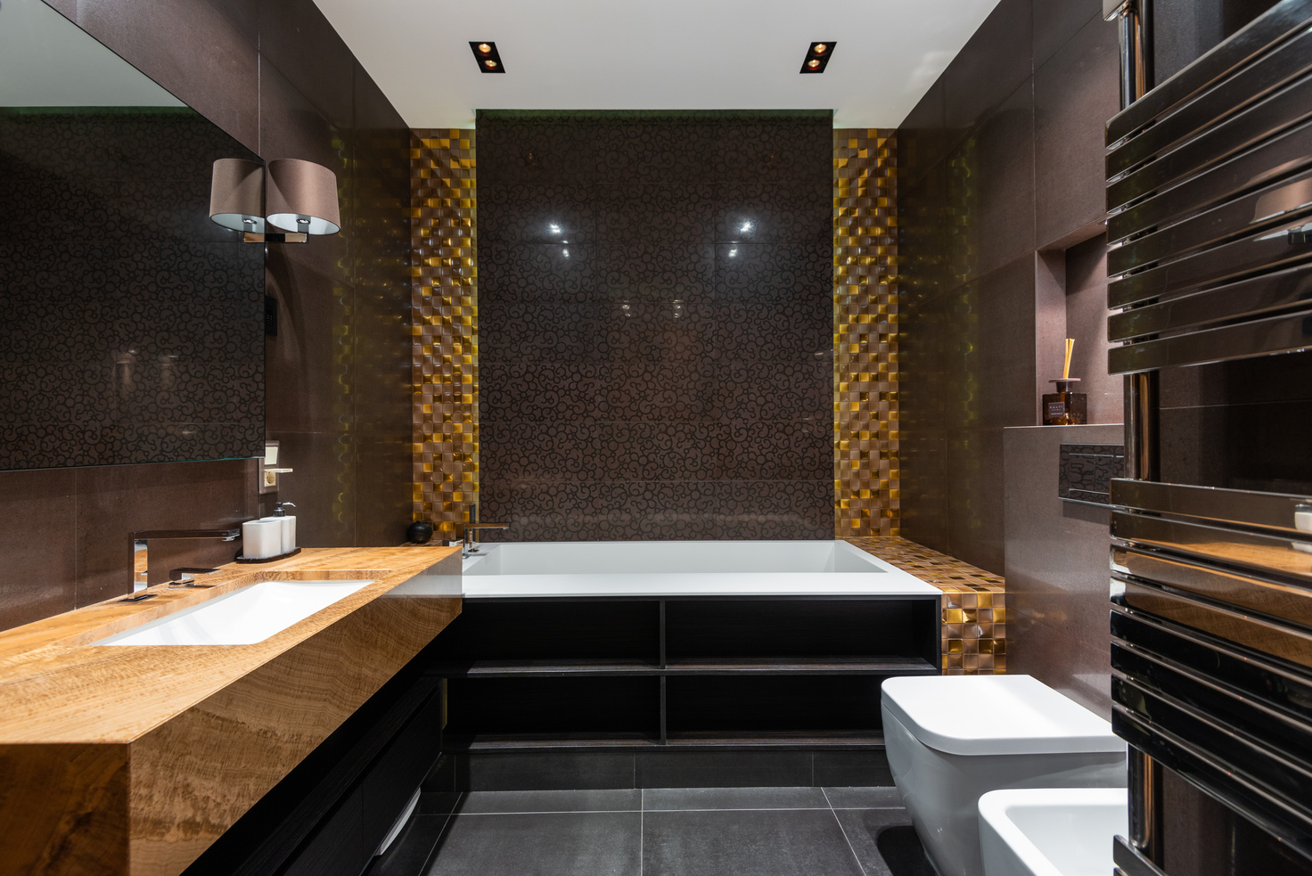 Interior of contemporary bathroom in luxury apartment